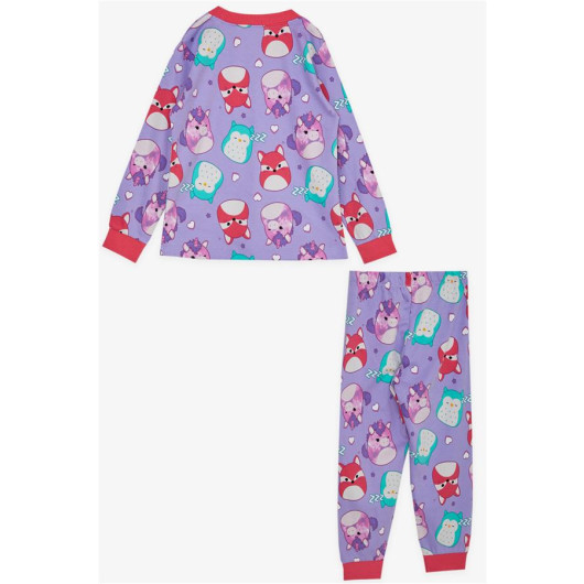 Girl's Pajama Set, Cute Animals Patterned Lilac (Age 1-4)