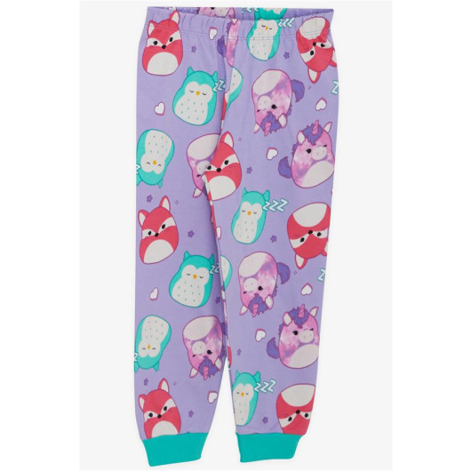 Girl's Pajama Set, Cute Animals Patterned Lilac (Age 1-4)