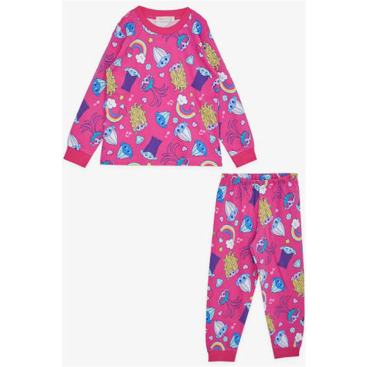 Girl's Pajama Set Smurfs Patterned Fuchsia (Age 1-4)