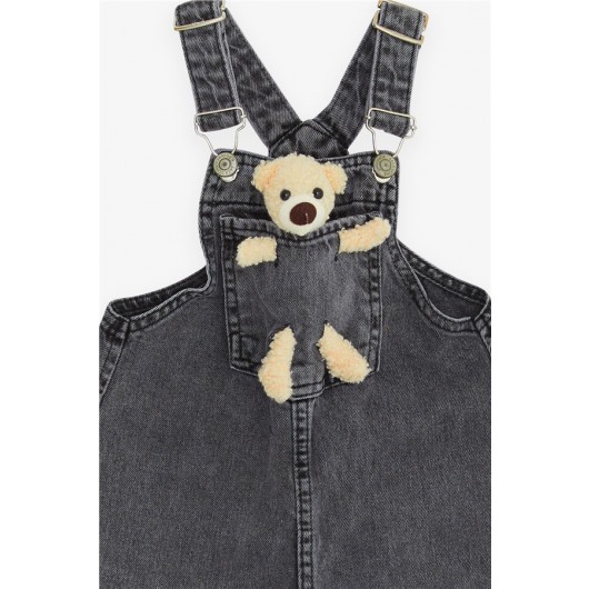 Girl's Salopette Teddy Bear Accessories Anthracite (1.5-5 Years)