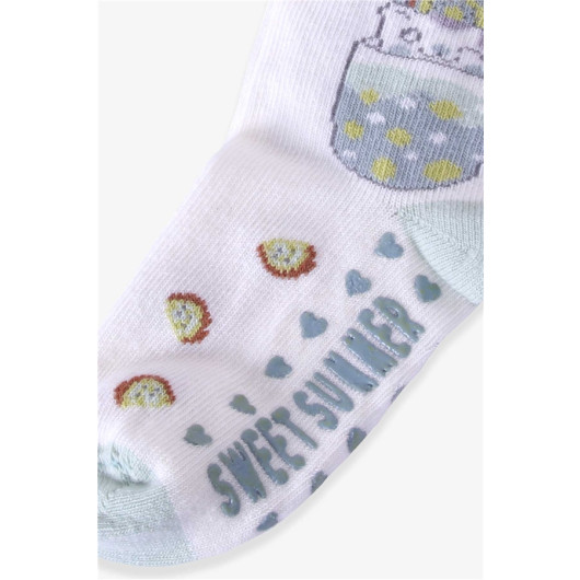 Girl's Socks With Abs Cat Mint Green (1-2-5-6 Years)