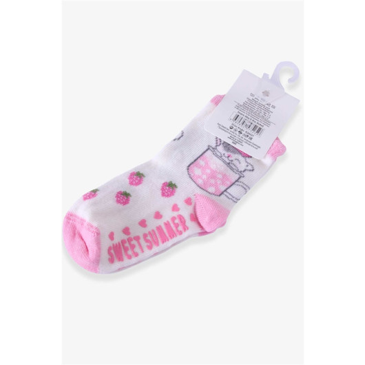 Girl's Socks With Abs Cat Pink (1-6 Years)