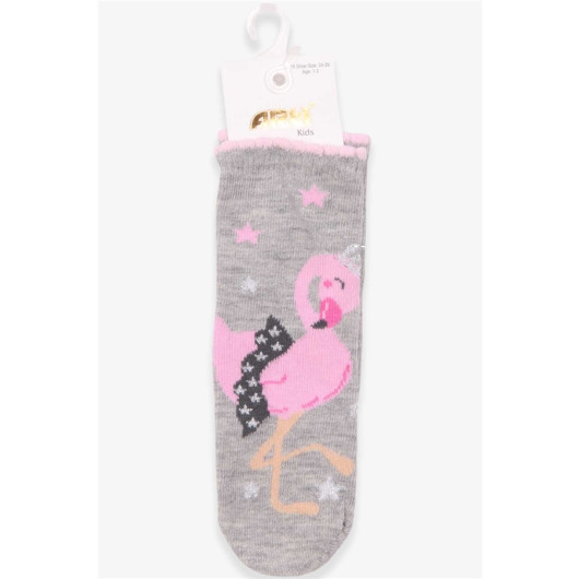 Girl's Socks Ballerina Flamingo Patterned Gray (1-10 Years)