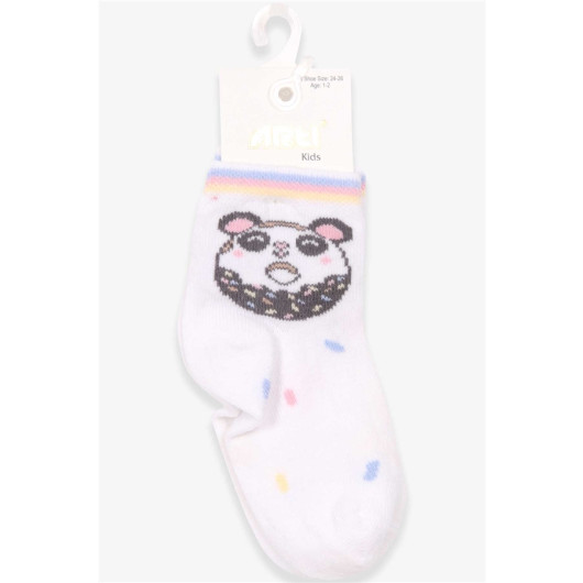 Girl's Socks Donut Patterned White (1-10 Years)