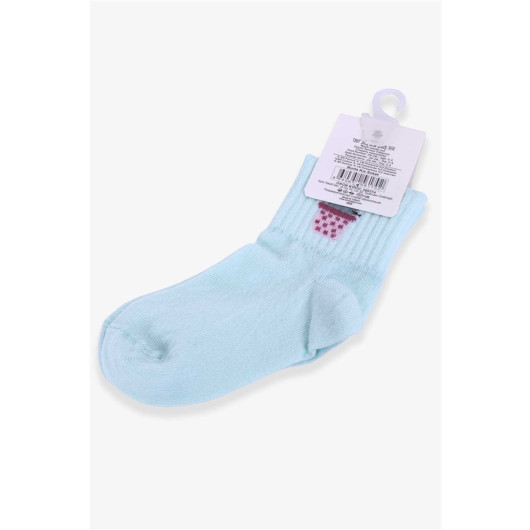 Girl's Socks Cactus Patterned Water Green (3-10 Years)