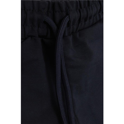 Girl's Shorts Waist Elastic Pocket Lace-Up Dark Navy (3-7 Years)