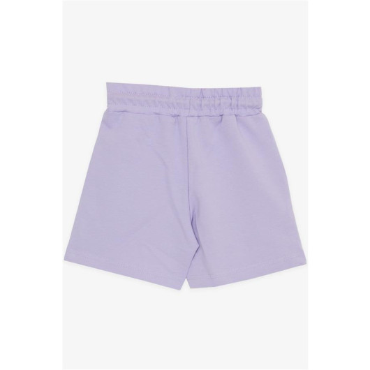 Girl's Shorts Waist Elastic Pocket Lace-Up Lilac (3-7 Years)