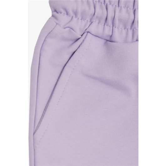 Girl's Shorts Waist Elastic Pocket Lace-Up Lilac (3-7 Years)
