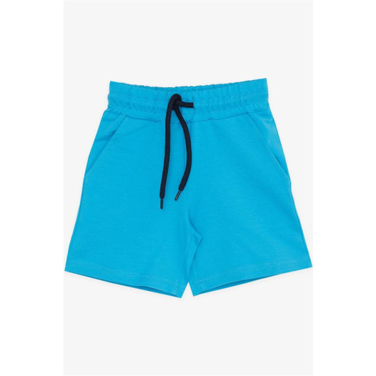 Girl's Shorts Waist Elastic Pocket Lace-Up Blue (3-7 Years)