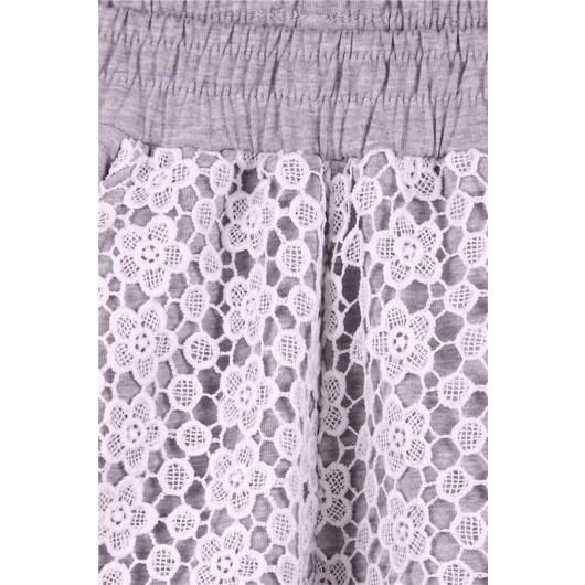 Girl's Shorts Lace Gray (6-10 Years)