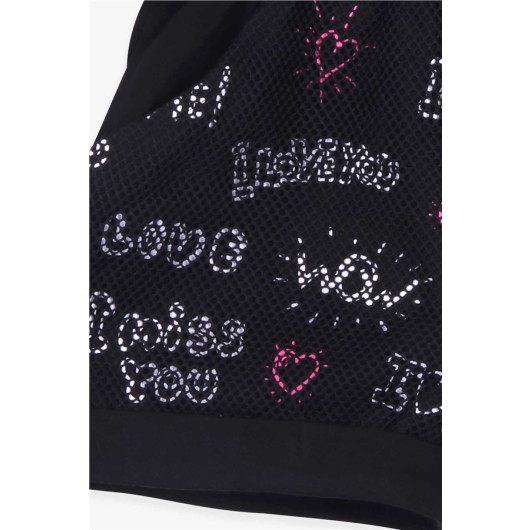 Girl's Shorts With Lace Black (8-14 Years)