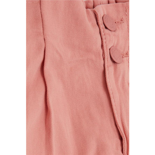 Girl's Shorts Buttoned Pocket Elastic Waist Pink Rose (10-14 Ages)