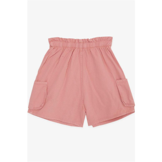 Girl's Shorts Buttoned Pocket Elastic Waist Pink Rose (10-14 Ages)