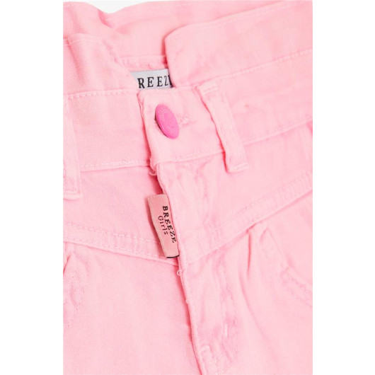 Girl's Shorts Buttoned Pocket Neon Pink (8-14 Years)