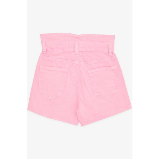 Girl's Shorts Buttoned Pocket Neon Pink (8-14 Years)