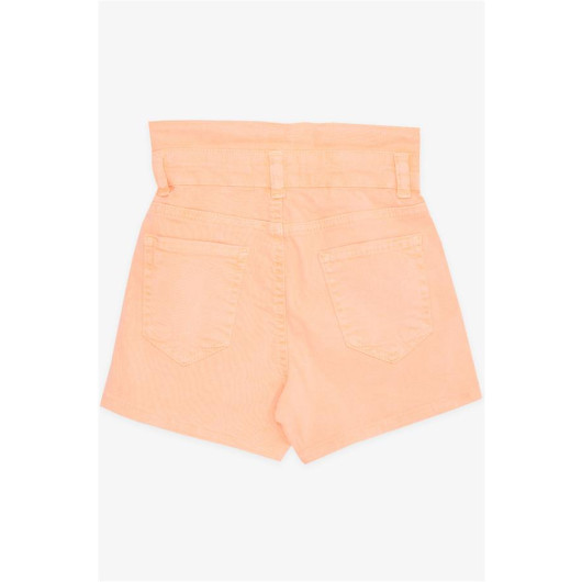 Girl's Shorts Buttoned Pocket Neon Orange (8-14 Years)