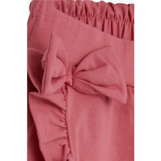 Girl Short Skirt Frilly Bow Dried Rose (6-10 Age)