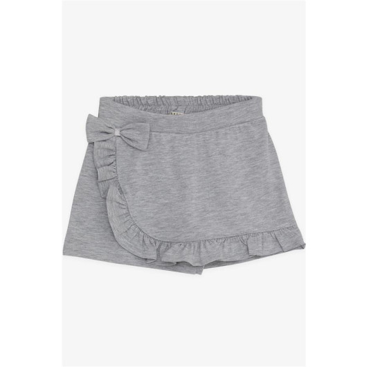 Girl Shorts Skirt Bow Frilly Gray Melange (1.5-5 Years)