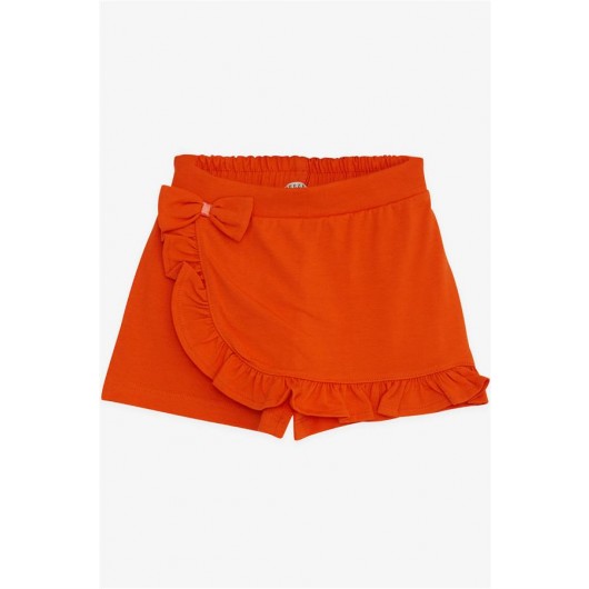 Girl Shorts Skirt Bow Frilly Orange (1.5-5 Years)