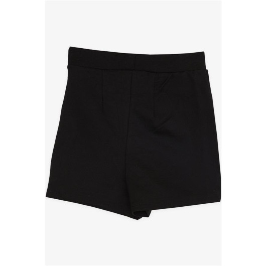 Girl Shorts Skirt With Slit Black (9-14 Years)