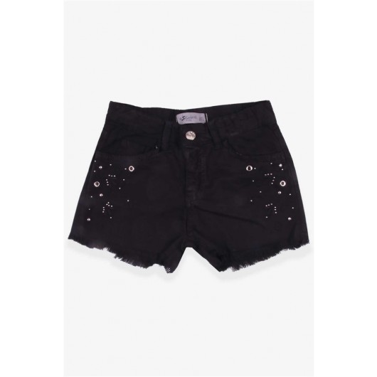 Girl's Shorts With Eyelet Accessory Black (10-16 Age)