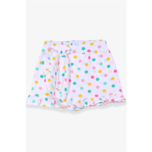 Girl's Shorts Polka Dot Bow Ecru (6-12 Ages)