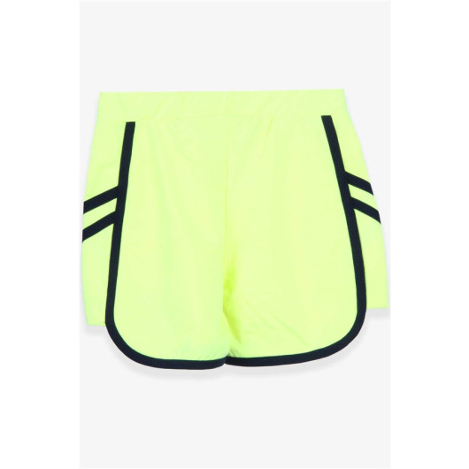Girl's Shorts Sequin Heart Neon Green (8-12 Years)