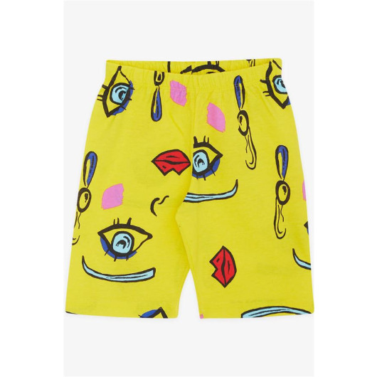 Girl's Shorts Pajamas Set Patterned Yellow (4 Age)