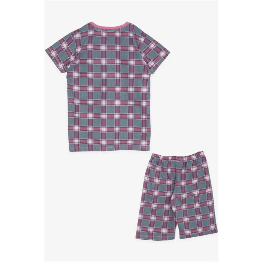 Girl's Shorts Pajamas Set Checkered Mixed Color (14 Age)