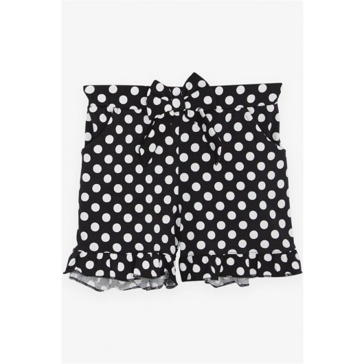 Girl's Shorts Set Polka Dot Bow Frilly White (4-8 Years)