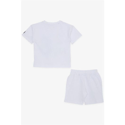 Girl's Shorts Set Figure Printed White (3-7 Years)