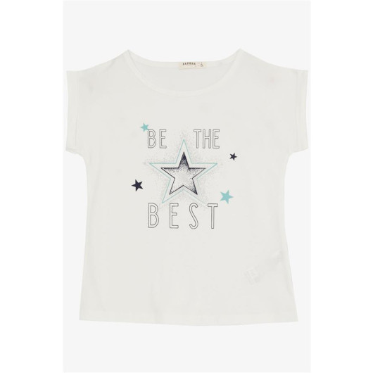 Girls' Set Of Shorts And T Shirt Printed With Stars, Elastic Waist Acro Color