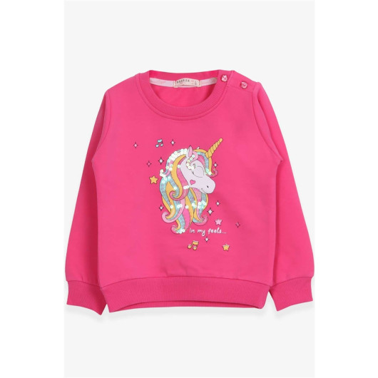 Girl's Sweatshirt Printed Sequin Unicorn Pink (2-6 Years)