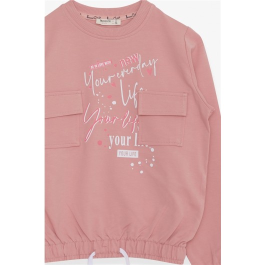 Girl's Sweatshirt With Pocket Letter Printed Rosepurple (8-14 Years)