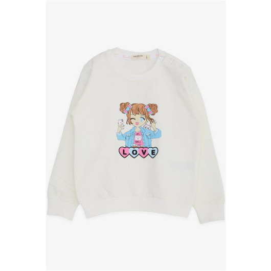 Girl's Sweatshirt Girl Printed Ecru (1.5-5 Years)