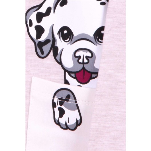 Girl's Sweatshirt Dog Printed Beige Melange (2-6 Years)