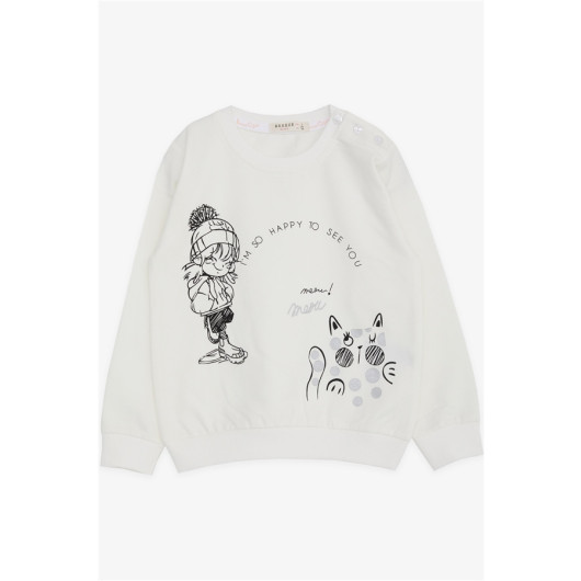 Girl's Sweatshirt Happy Girl Printed Ecru (1.5-5 Years)