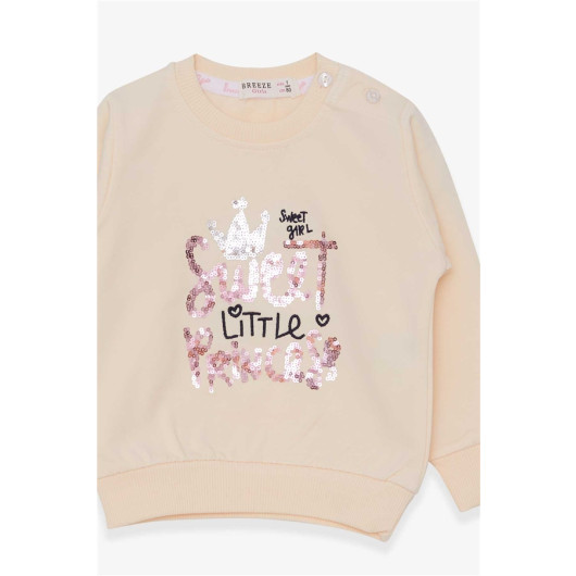 Girl's Sweatshirt Embroidered Sequin Cream (1-4 Years)