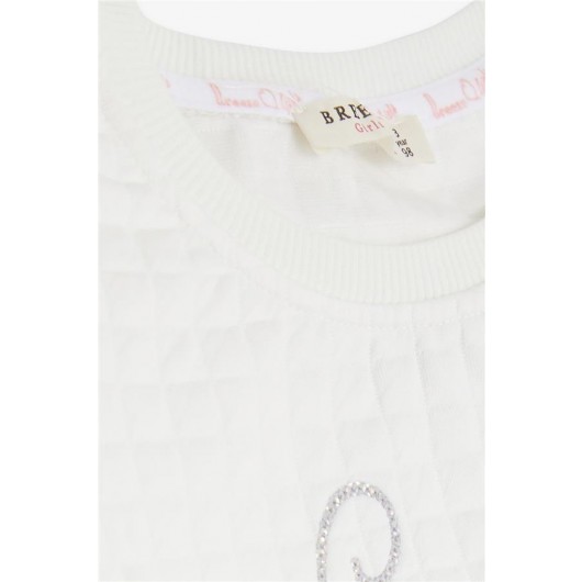 Girl's Blouse With Long Sleeves Printed White Color (1.5-5 Years)