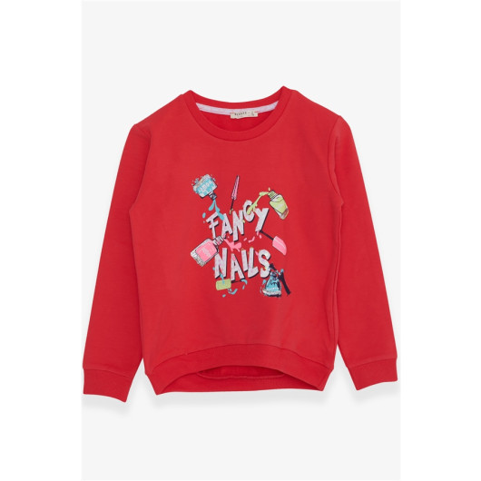 Girl's Sweatshirt Colored Nail Polish Printed Pomegranate (6-12 Years)
