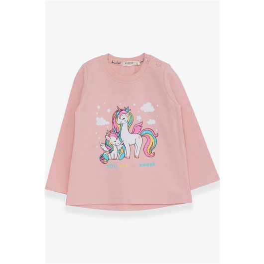 Girl's Sweatshirt Cute Unicorn Printed Powder (Age 1-4)