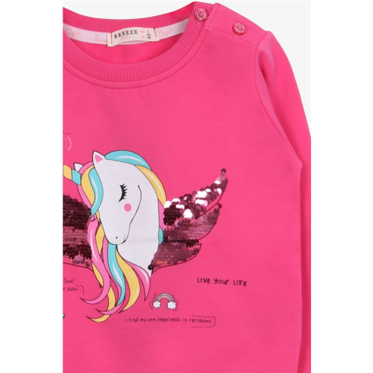 Girl's Sweatshirt Unicorn Printed Pink (2-4 Years)
