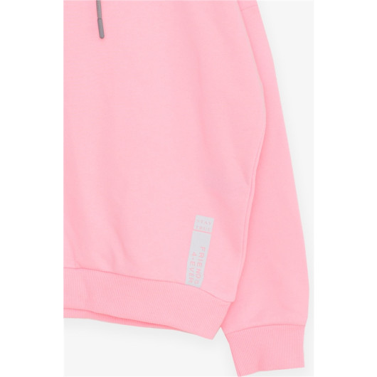 Girl's Sweatshirt Neon Pink With Text Print (9-14 Years)
