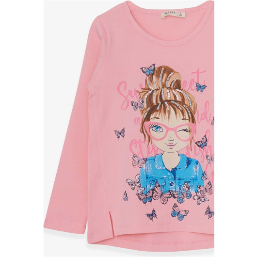 Girl's Sweet Suit Butterfly Girl Printed Powder (5-10 Years)