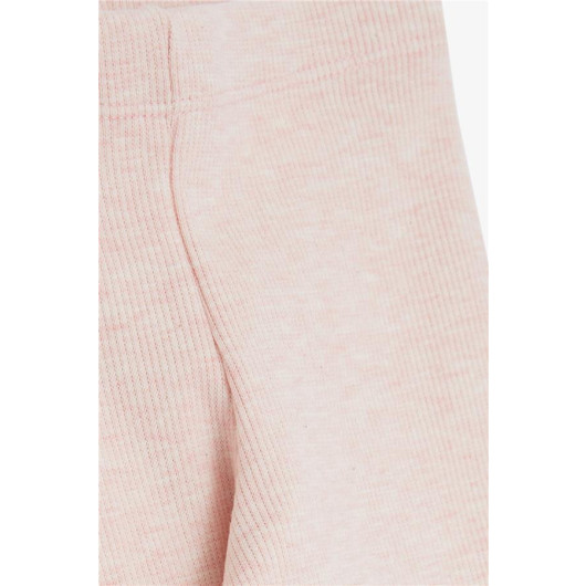 Girls' Cotton Leggings, Elastic Waist, Reveal Pink Color (3-8 Ages)