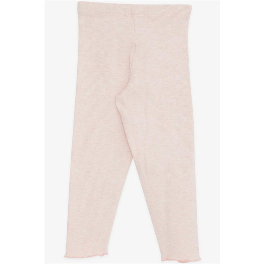 Girls' Cotton Leggings, Elastic Waist, Reveal Pink Color (3-8 Ages)