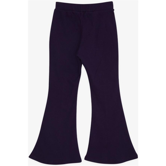 Girl's Tights With Slits, Purple (Ages 6-12)