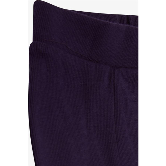 Girl's Tights With Slits, Purple (Ages 6-12)