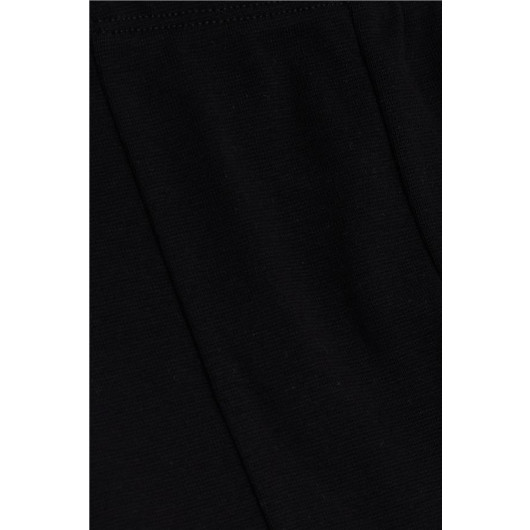 Girl's Tights With Slits, Black (Age 4-8)