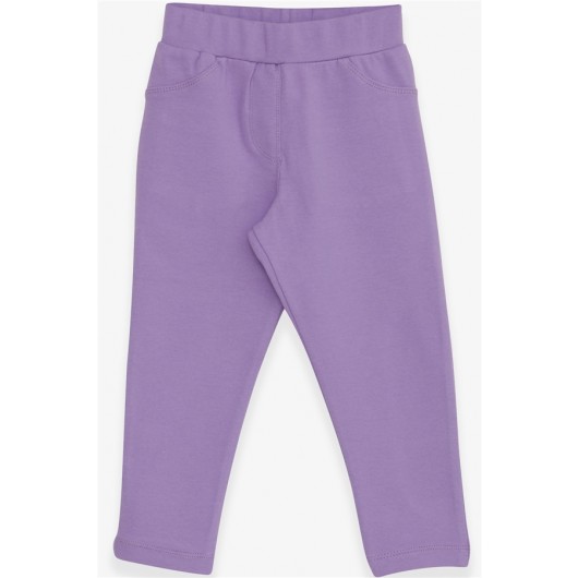 Girl's Leggings Pants With Pocket On The Back Lilac (2-6 Years)